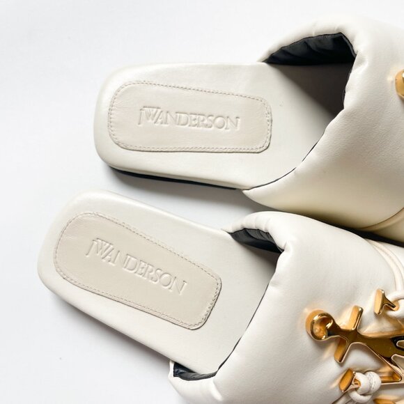JW Anderson Leather Logo Slide Natural Gold Size IT 36.5 US 6.5 NEW IN BOX - Picture 7 of 12